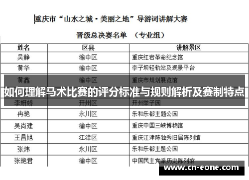 如何理解马术比赛的评分标准与规则解析及赛制特点