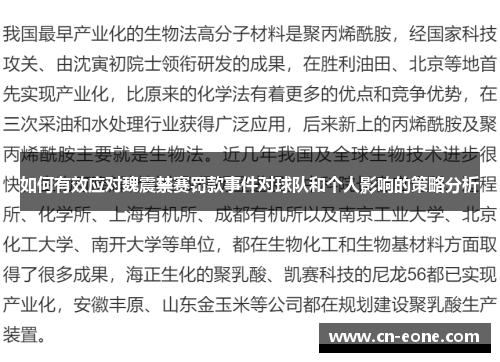 如何有效应对魏震禁赛罚款事件对球队和个人影响的策略分析