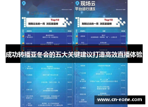 成功转播亚冬会的五大关键建议打造高效直播体验